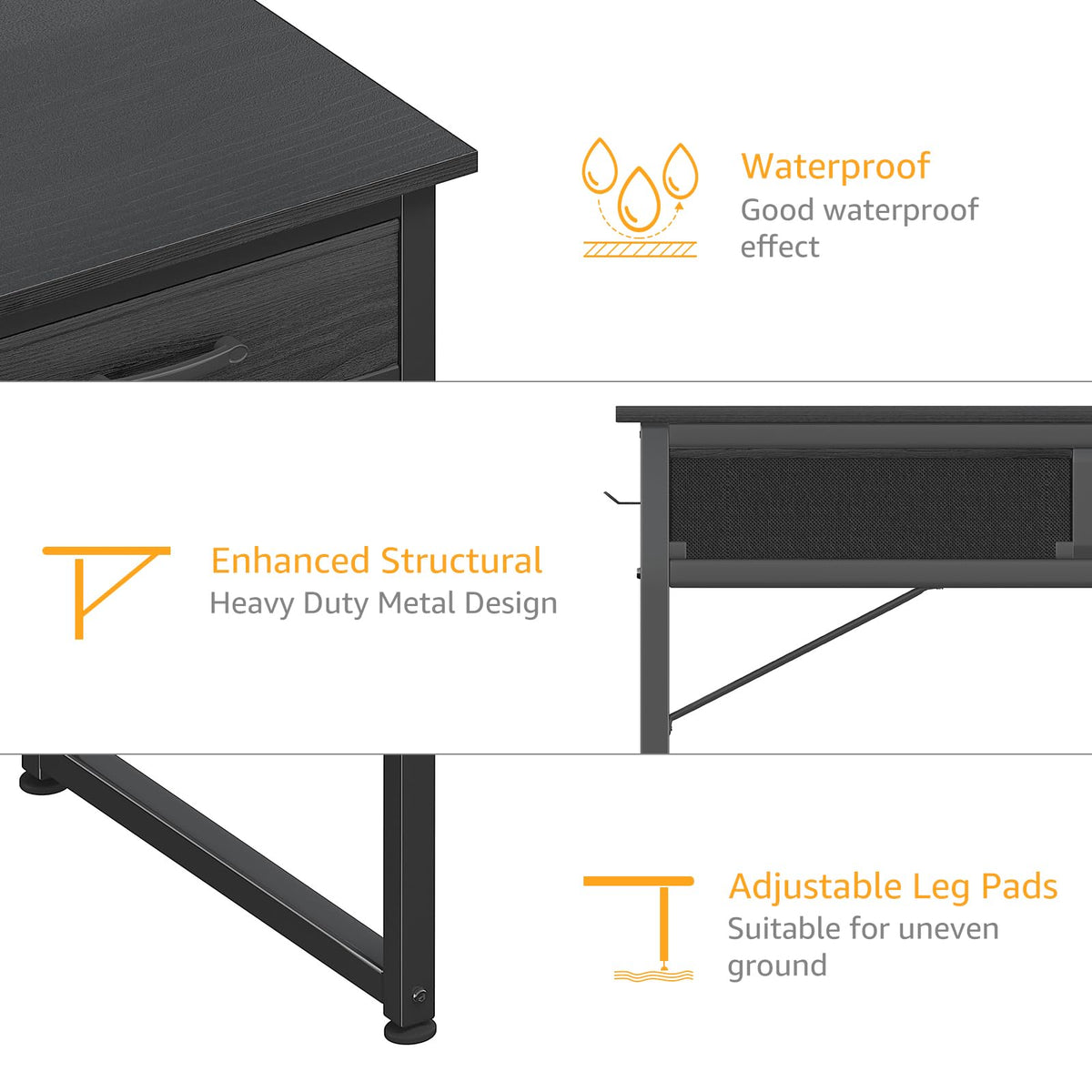 DLisiting 32 Inch Small Desk with Drawers, Black