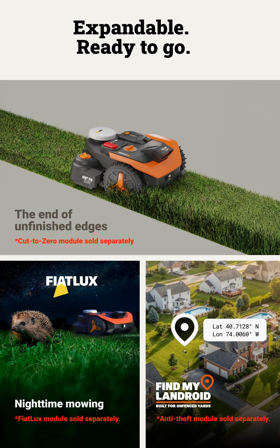 WORX Robot Lawn Mower for 1/4 Acre, Wire-Free with Brushes
