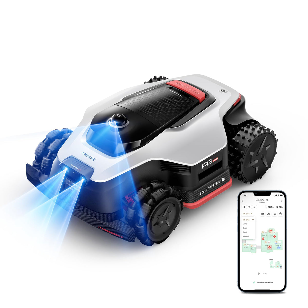 (Upgraded) DREAME A3 AWD 1000 LiDAR Robot Lawn Mower, 45-Min Fast Charge