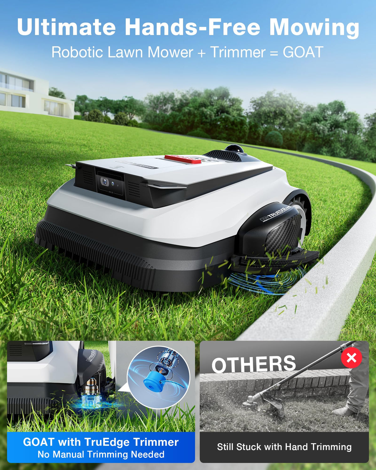 ECOVACS Goat A3000 LiDAR PRO Robotic Lawn Mower, Dual LiDAR Navigation