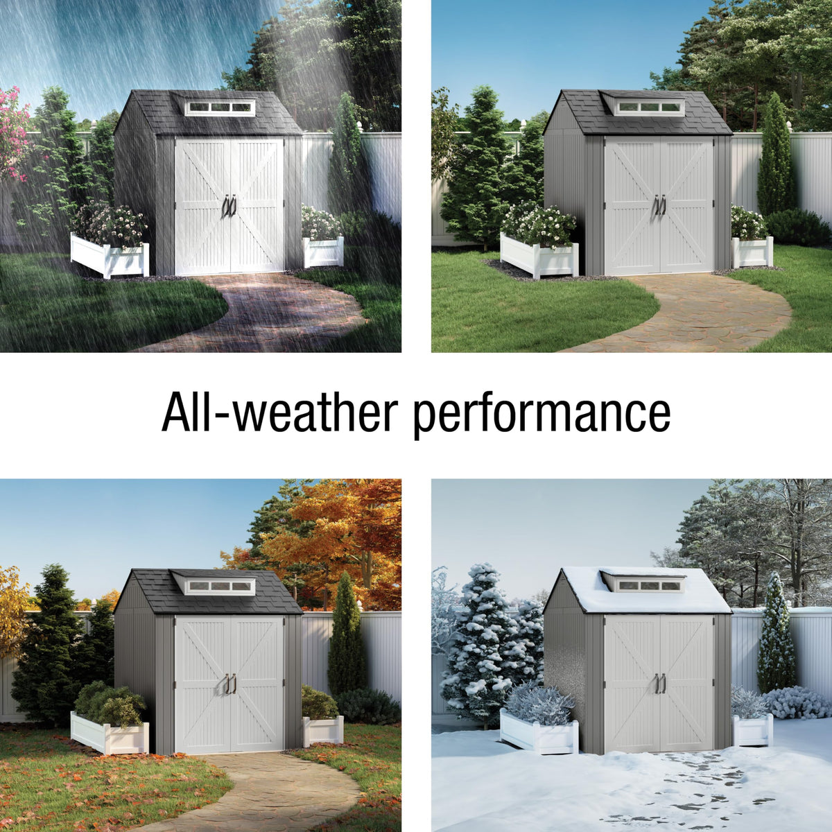 Rubbermaid 7x7 Foot Plastic Backyard Outdoor Storage Shed with 180 Degree Doors, Enhanced Airflow Ventilation, and Simple Installation, Gray