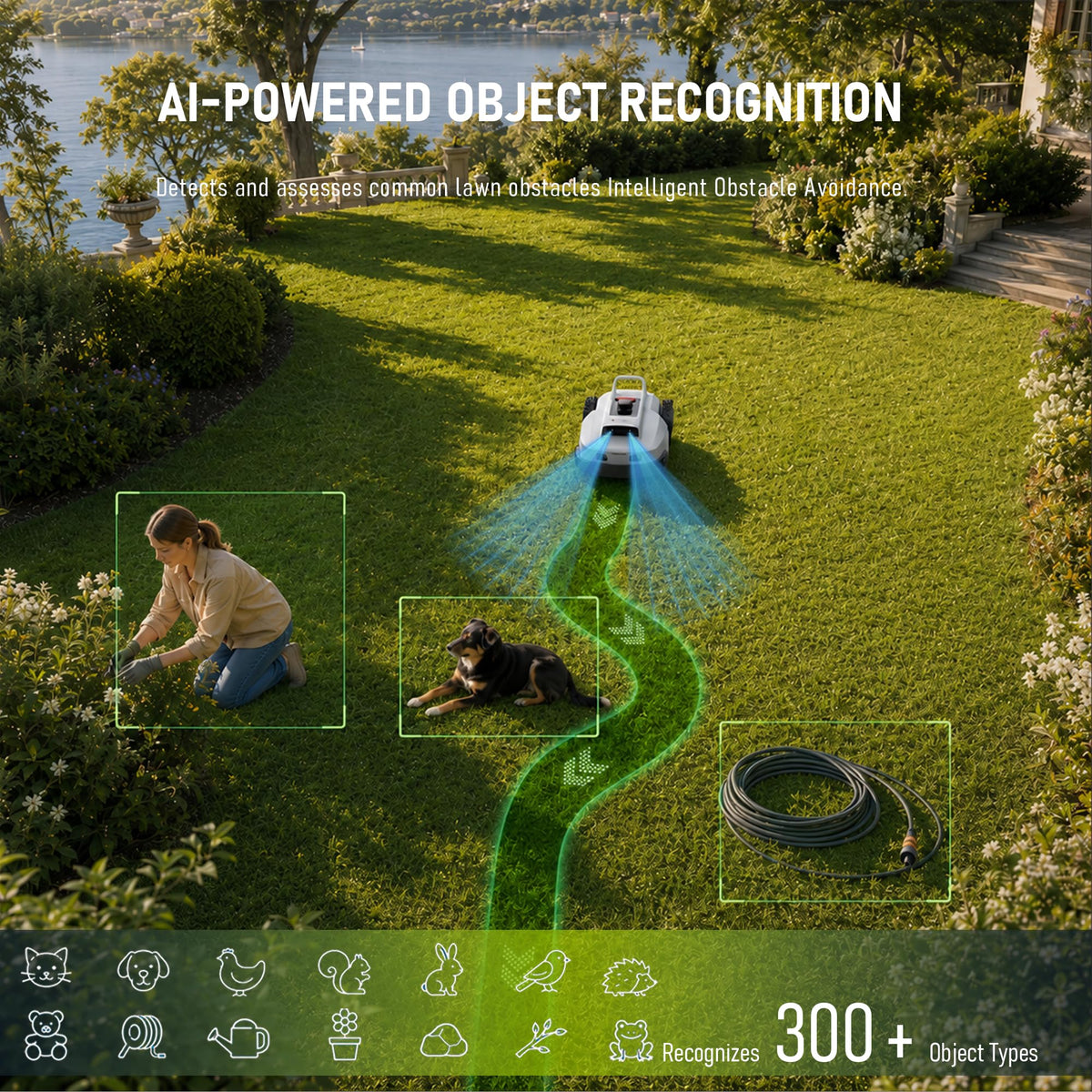 LOPKIN L2500-NEO Robot Lawn Mower for 0.9 Acres, NetRTK + AI Vision Lawnmower Robot, Wi-Fi HaLow Connectivity, No Boundary Wire, AI Obstacle Avoidance, App Control, 60dB Quiet, Multi-Zone Management