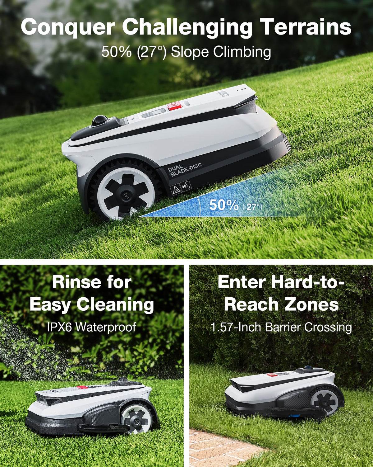 ECOVACS Goat A3000 LiDAR PRO Robotic Lawn Mower, Dual LiDAR Navigation